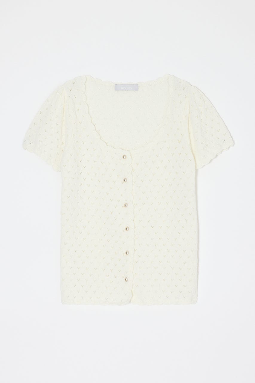 EYELET BUTTON UP トップス O/WHT FREE