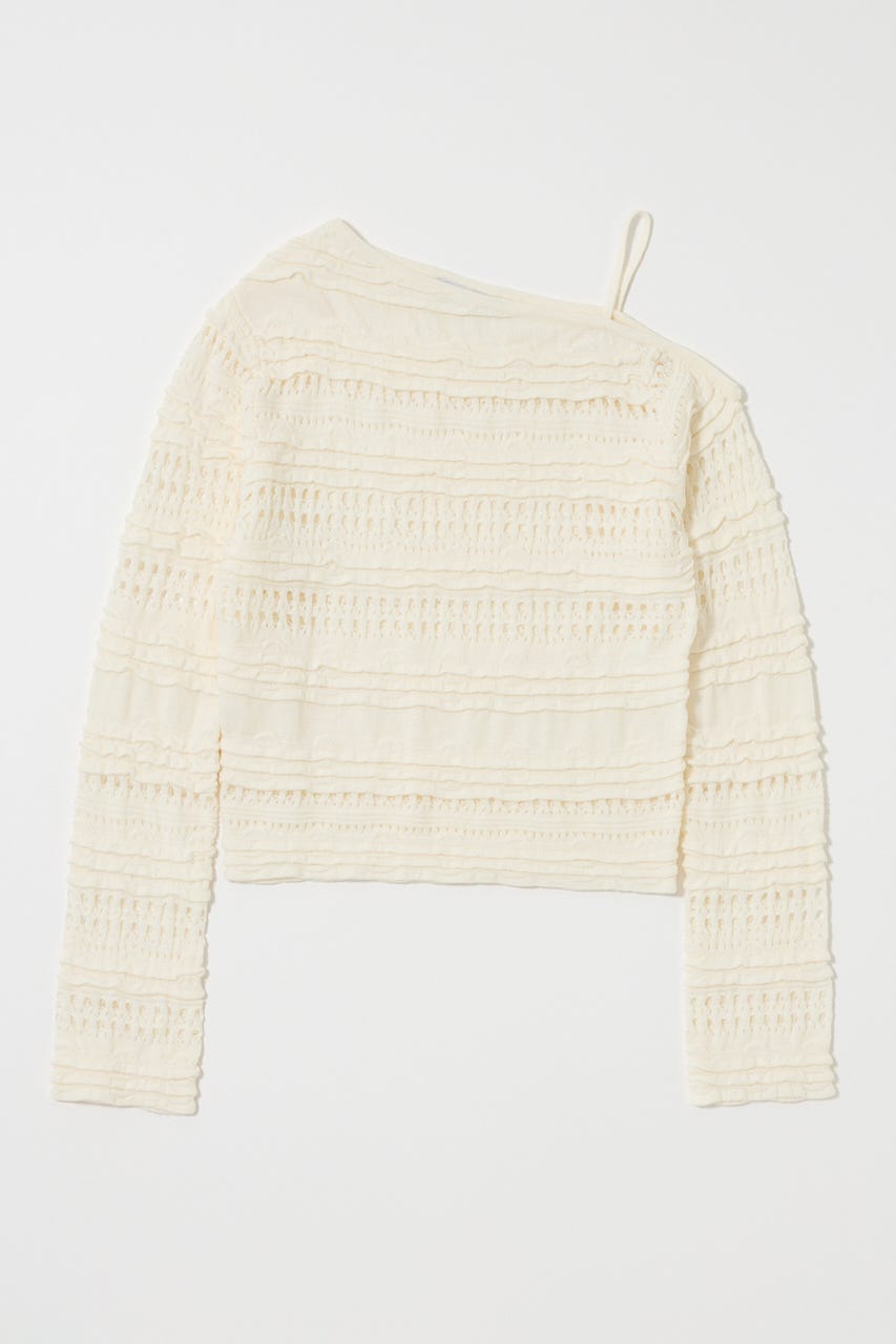 RANDOM STRIPE OFF SHOULDER トップス IVOY FREE