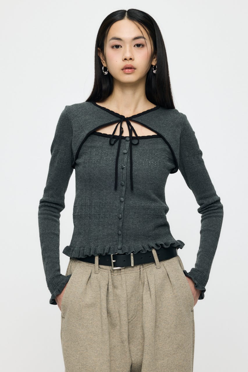 【SS先行アイテム】BOW DESIGN LAYERED ニット GRY FREE