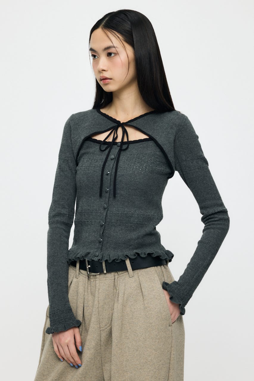 【SS先行アイテム】BOW DESIGN LAYERED ニット GRY FREE