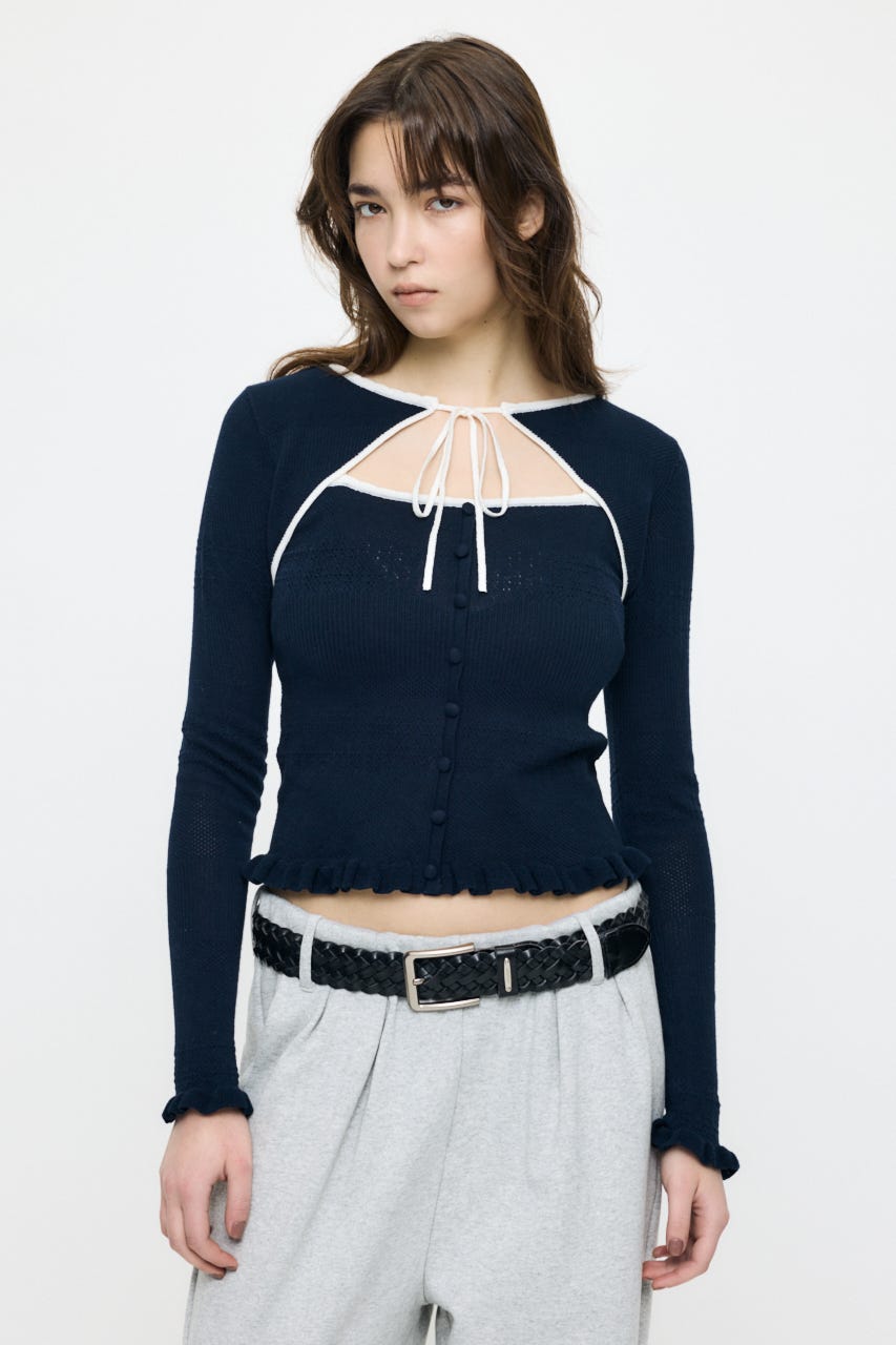 【SS先行アイテム】BOW DESIGN LAYERED ニット NVY FREE