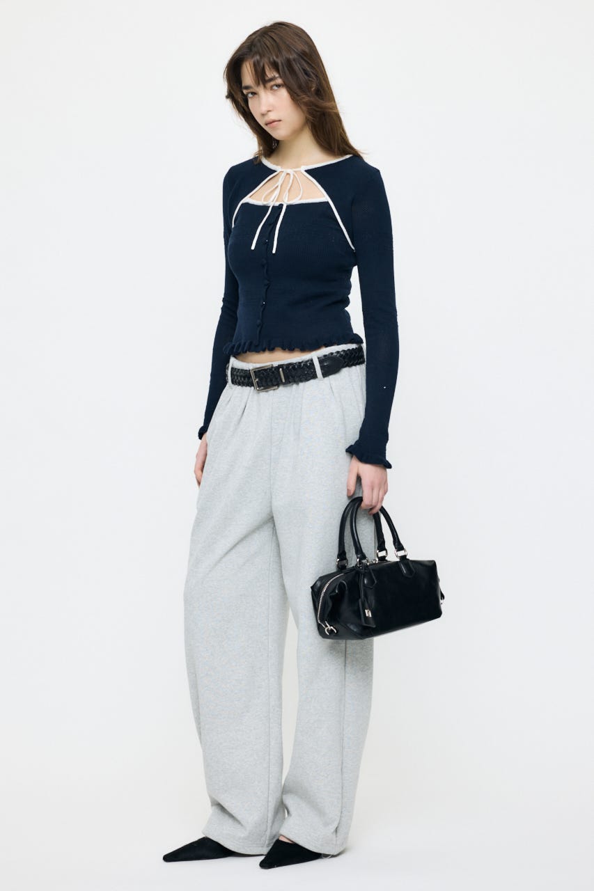 【SS先行アイテム】BOW DESIGN LAYERED ニット NVY FREE