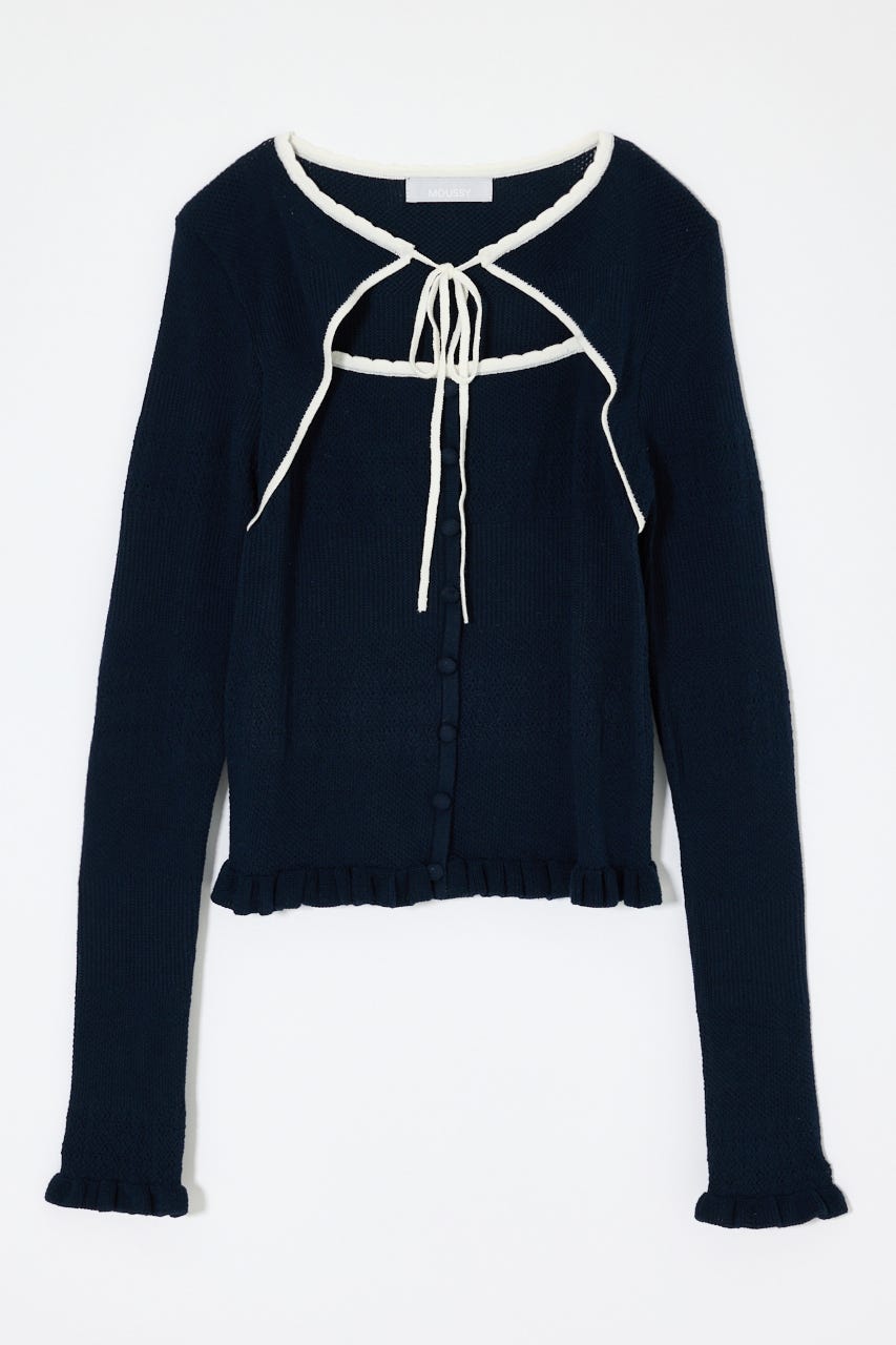 【SS先行アイテム】BOW DESIGN LAYERED ニット NVY FREE