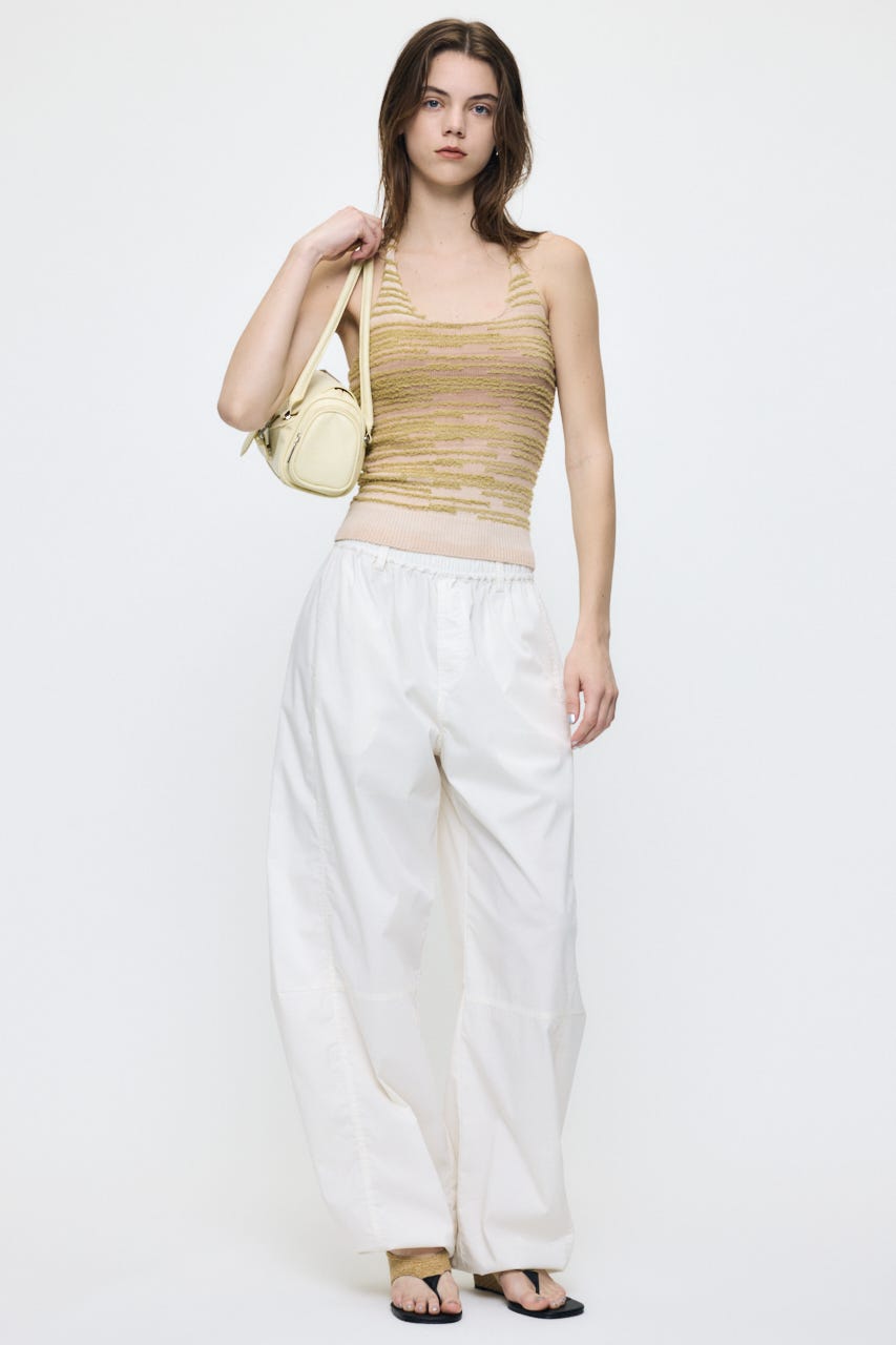 MIX YARN HALTER KNIT トップス BEG FREE