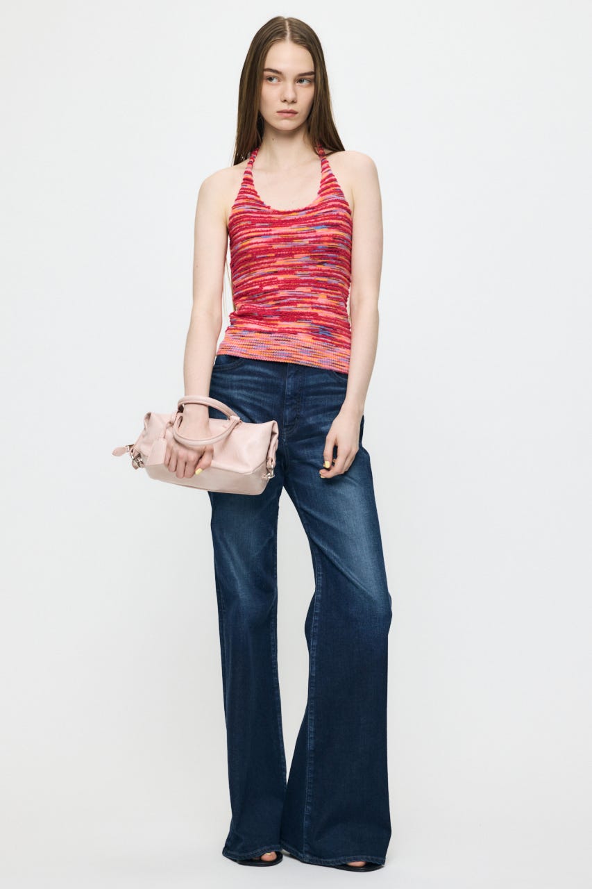 MIX YARN HALTER KNIT トップス PNK FREE