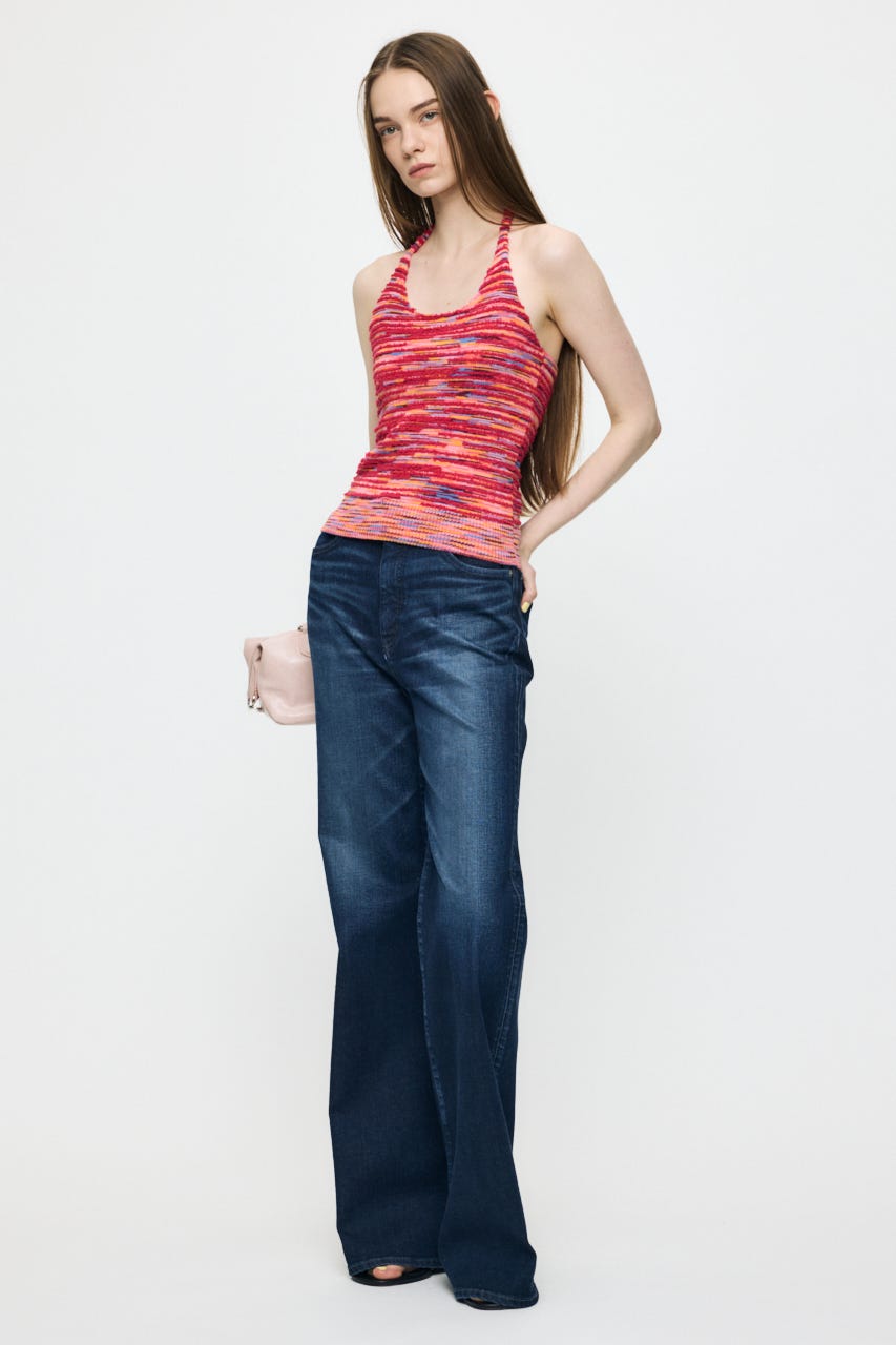 MIX YARN HALTER KNIT トップス PNK FREE