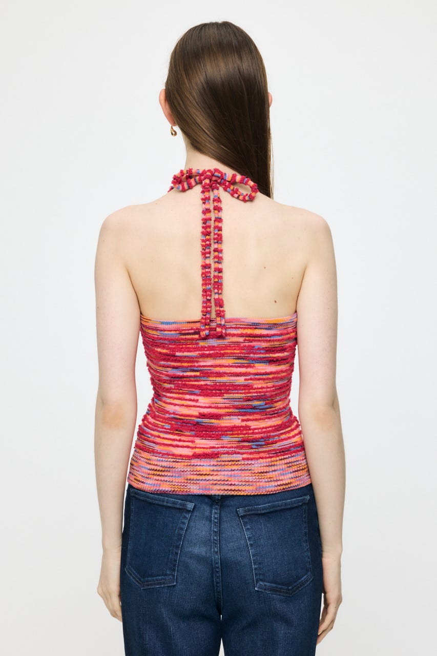 MIX YARN HALTER KNIT トップス PNK FREE