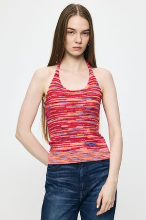 MIX YARN HALTER KNIT トップス