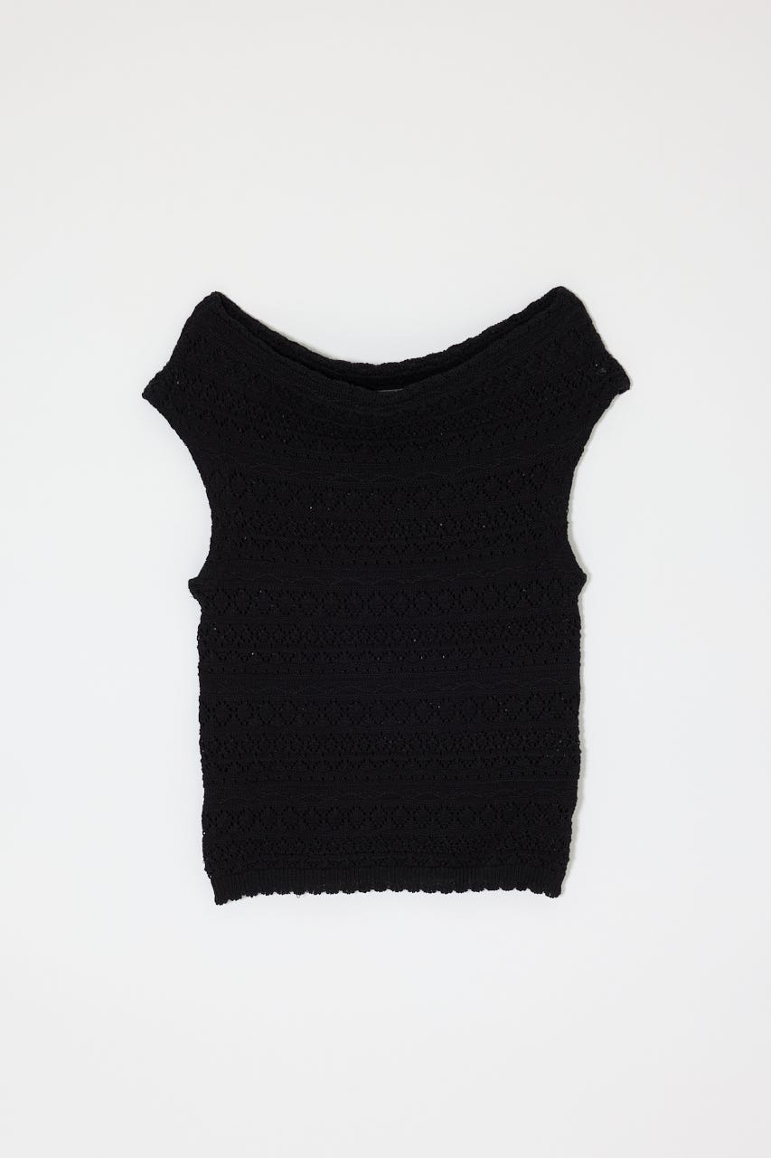 STRIPED ONE SHOULDER トップス BLK FREE