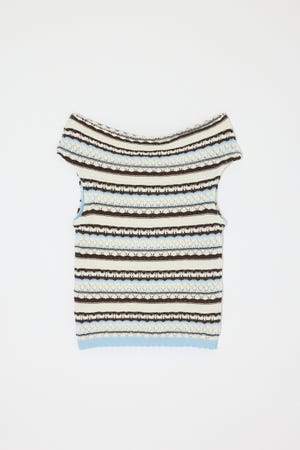 STRIPED ONE SHOULDER トップス