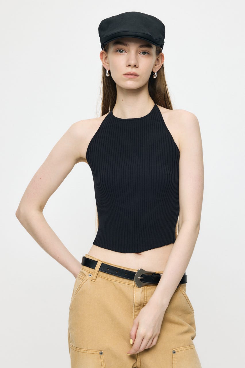 BACKLESS KNIT キャミ BLK FREE