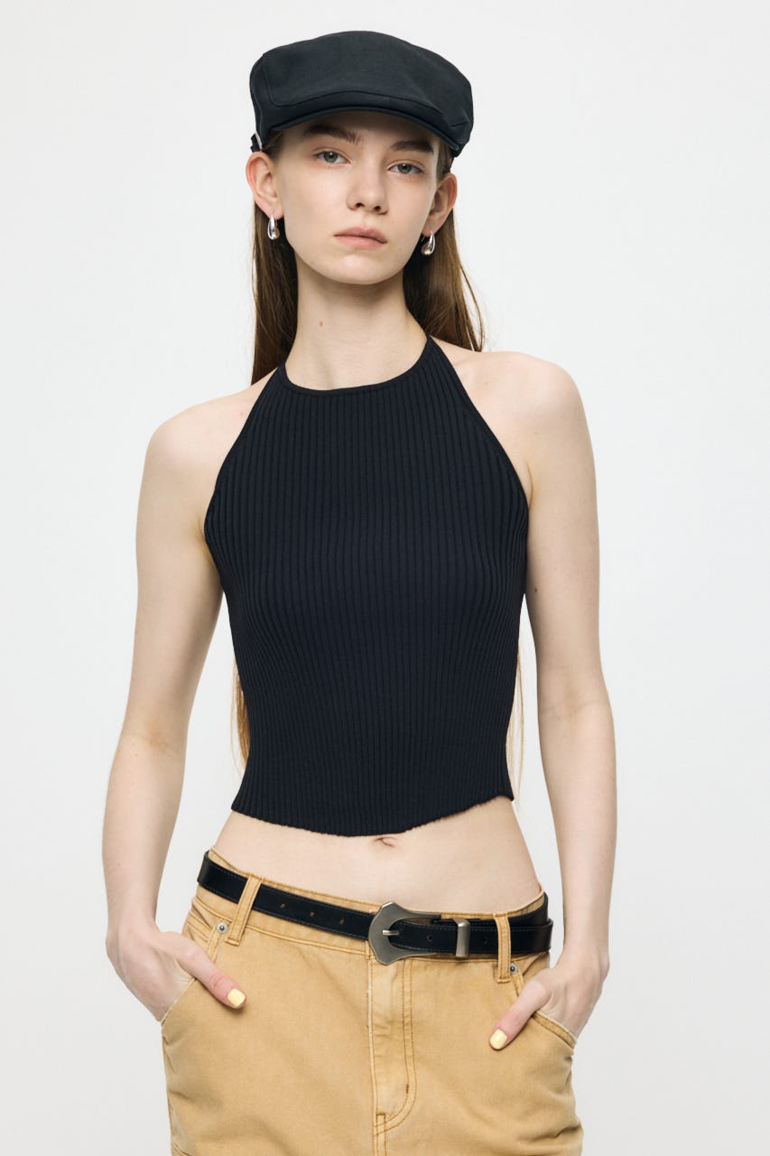 BACKLESS KNIT キャミ BLK FREE