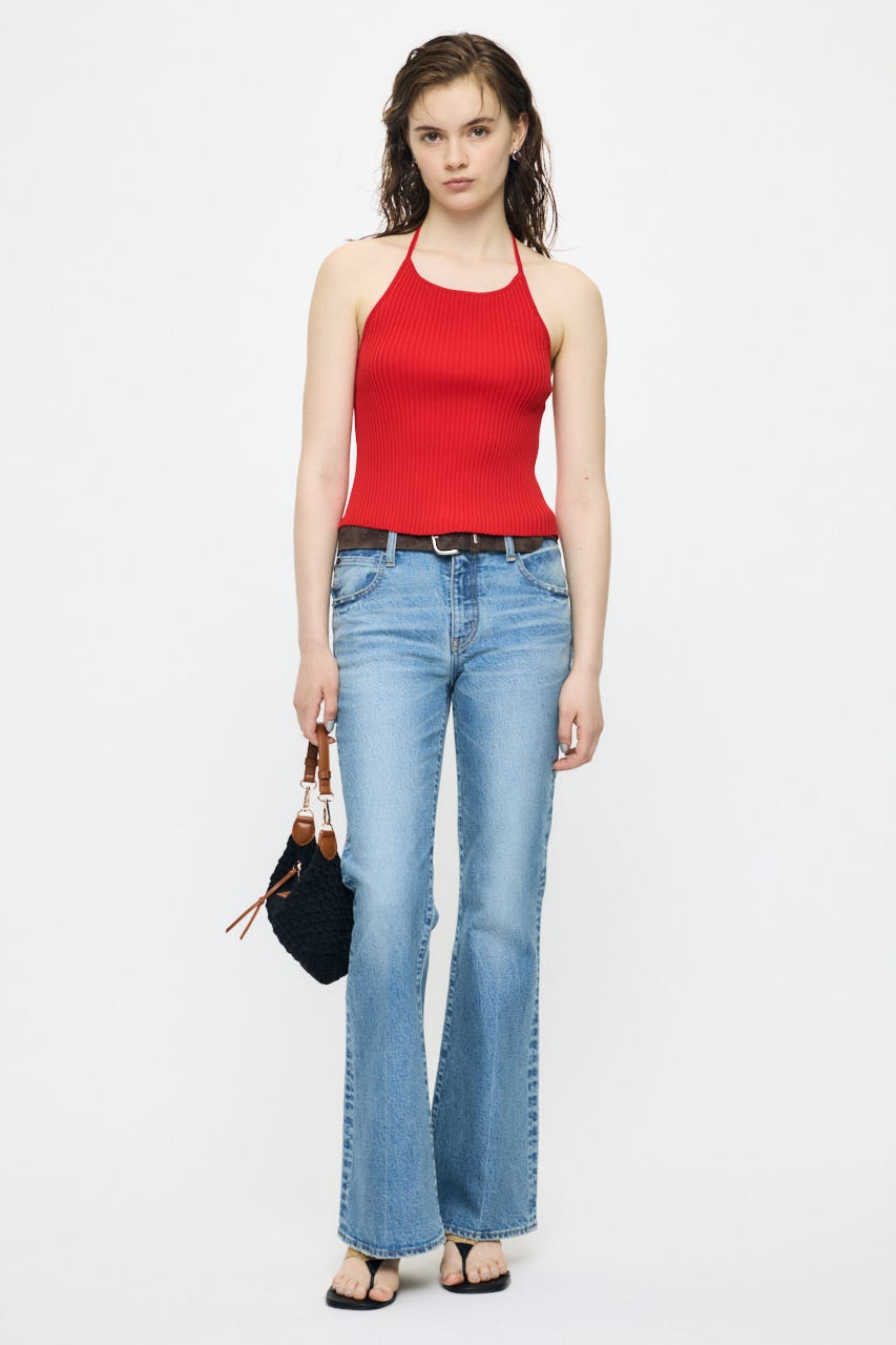BACKLESS KNIT キャミ RED FREE