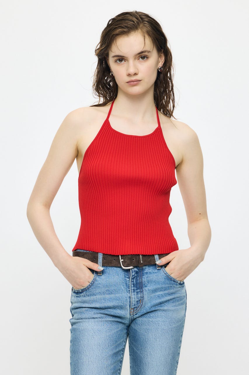 BACKLESS KNIT キャミ RED FREE