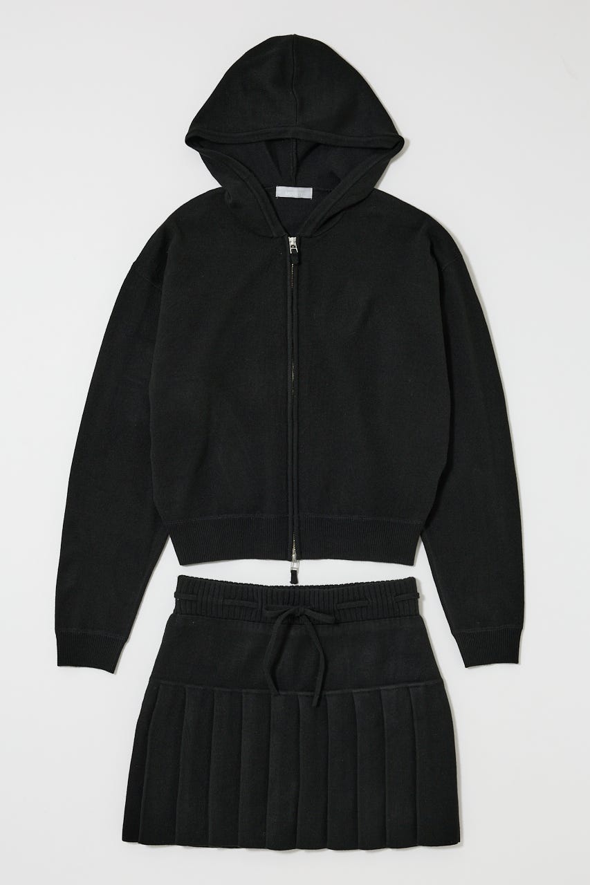 【1/1~1/4までのスペシャルプライス】ZIP UP PARKA & PLEATED ミニスカート BLK 2