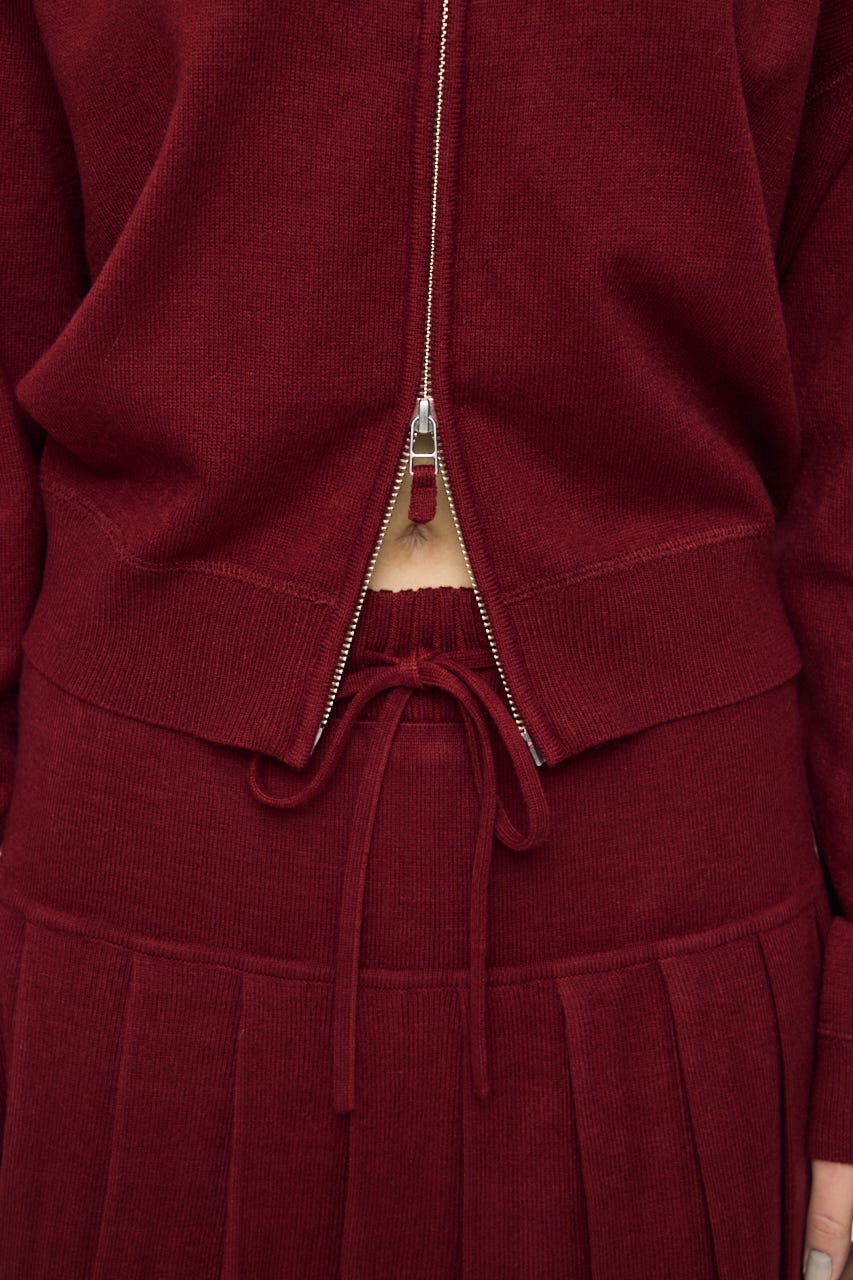 【1/1~1/4までのスペシャルプライス】ZIP UP PARKA & PLEATED ミニスカート D/RED 1
