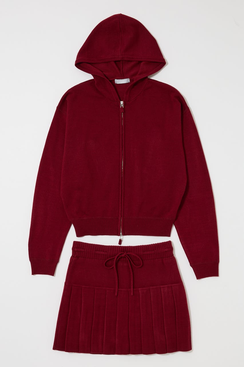 【1/1~1/4までのスペシャルプライス】ZIP UP PARKA & PLEATED ミニスカート D/RED 1