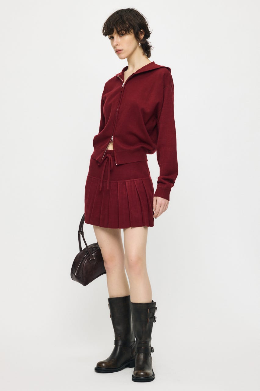 【1/1~1/4までのスペシャルプライス】ZIP UP PARKA & PLEATED ミニスカート D/RED 1
