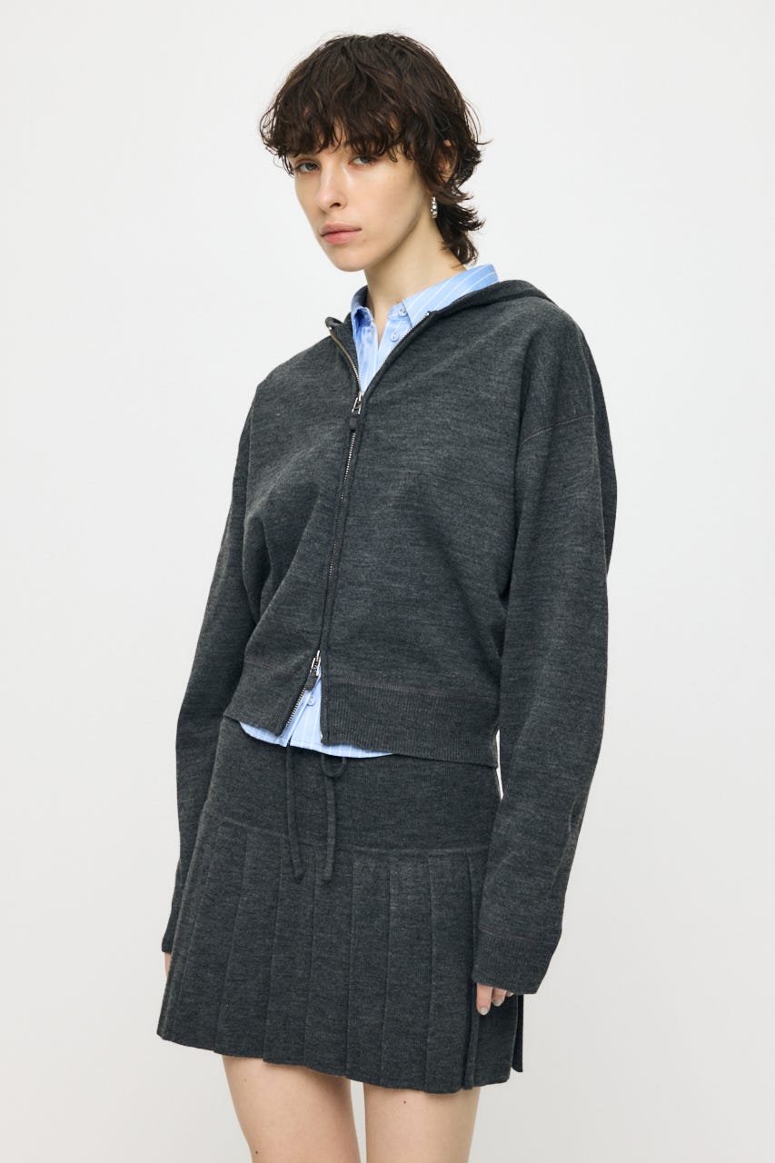 【1/1~1/4までのスペシャルプライス】ZIP UP PARKA & PLEATED ミニスカート T.GRY 2