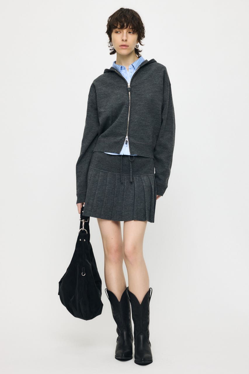 【1/1~1/4までのスペシャルプライス】ZIP UP PARKA & PLEATED ミニスカート T.GRY 2
