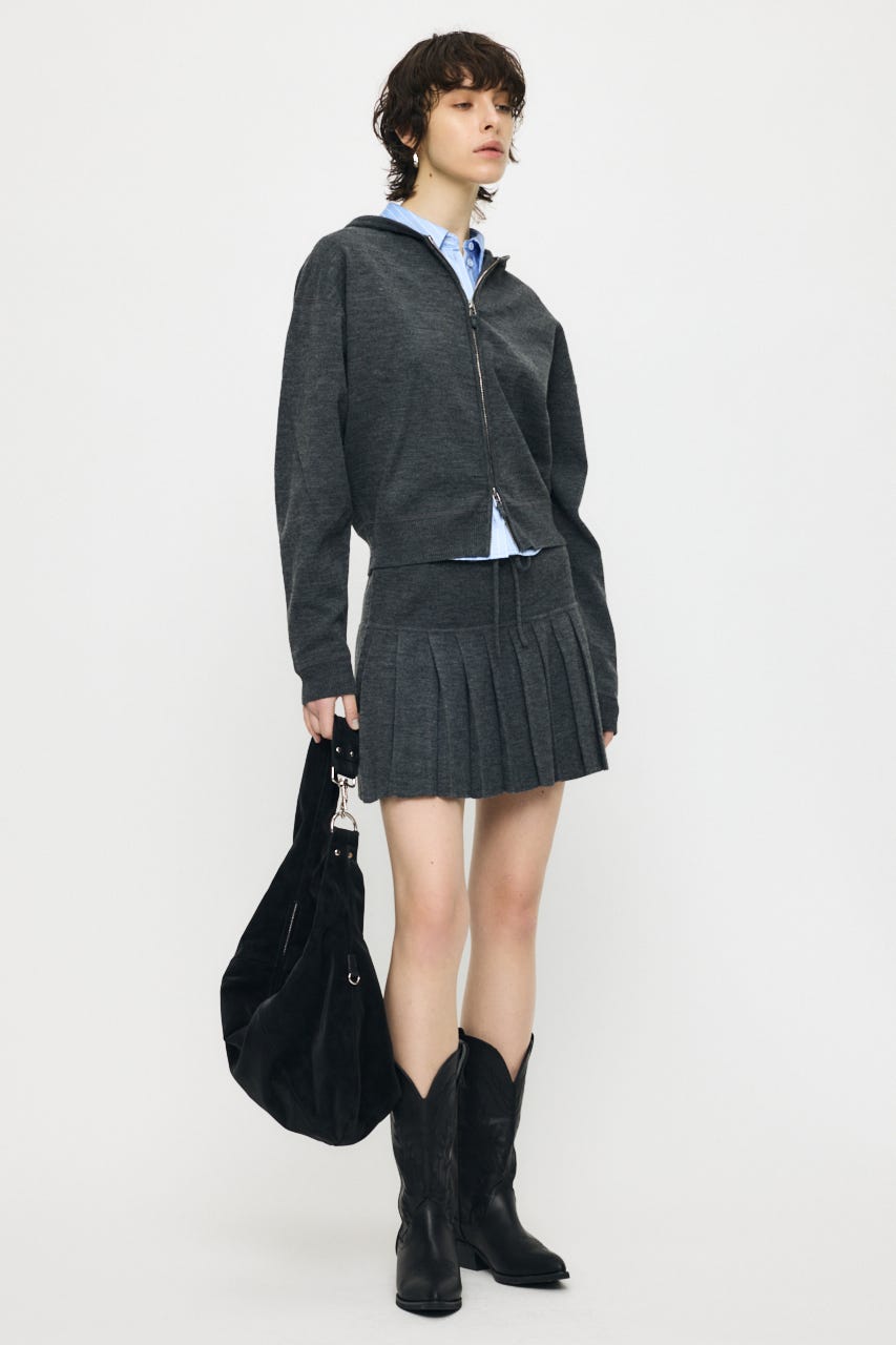 【1/1~1/4までのスペシャルプライス】ZIP UP PARKA & PLEATED ミニスカート T.GRY 2