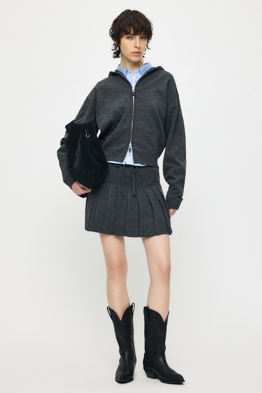 【1/1~1/4までのスペシャルプライス】ZIP UP PARKA & PLEATED ミニスカート T.GRY 2