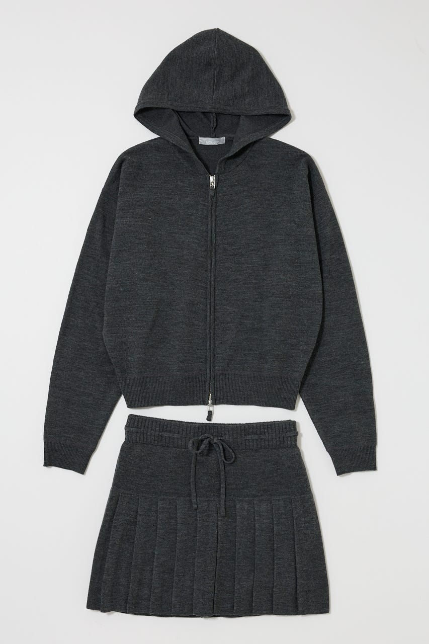 【1/1~1/4までのスペシャルプライス】ZIP UP PARKA & PLEATED ミニスカート T.GRY 2