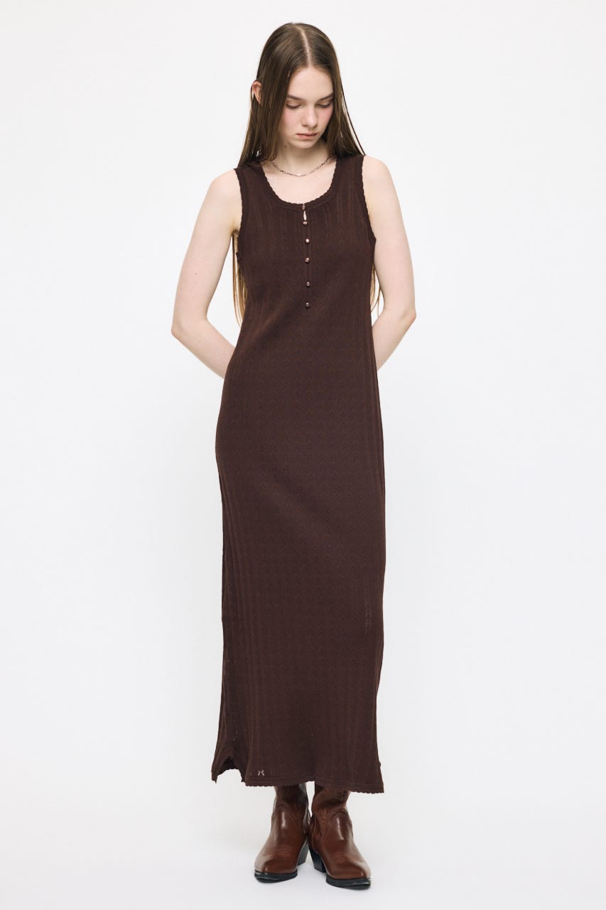 OPEN WORK KNIT ドレス BRN 1