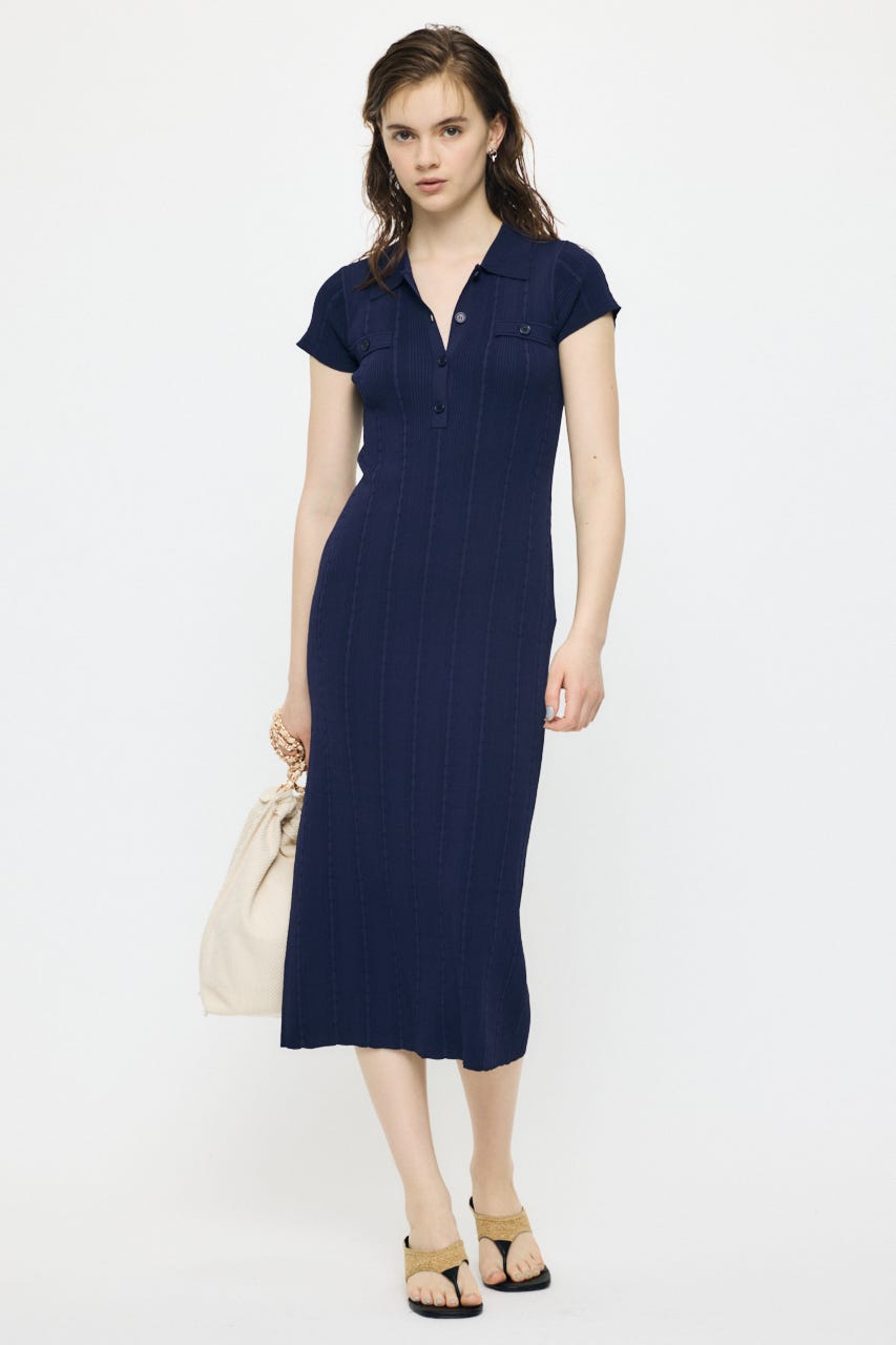 CABLE POLO KNIT ドレス NVY 2