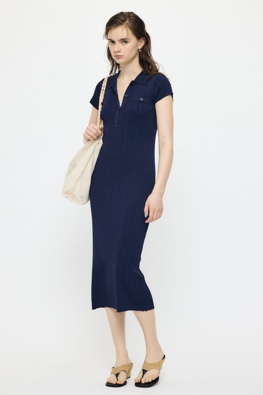 CABLE POLO KNIT ドレス NVY 2