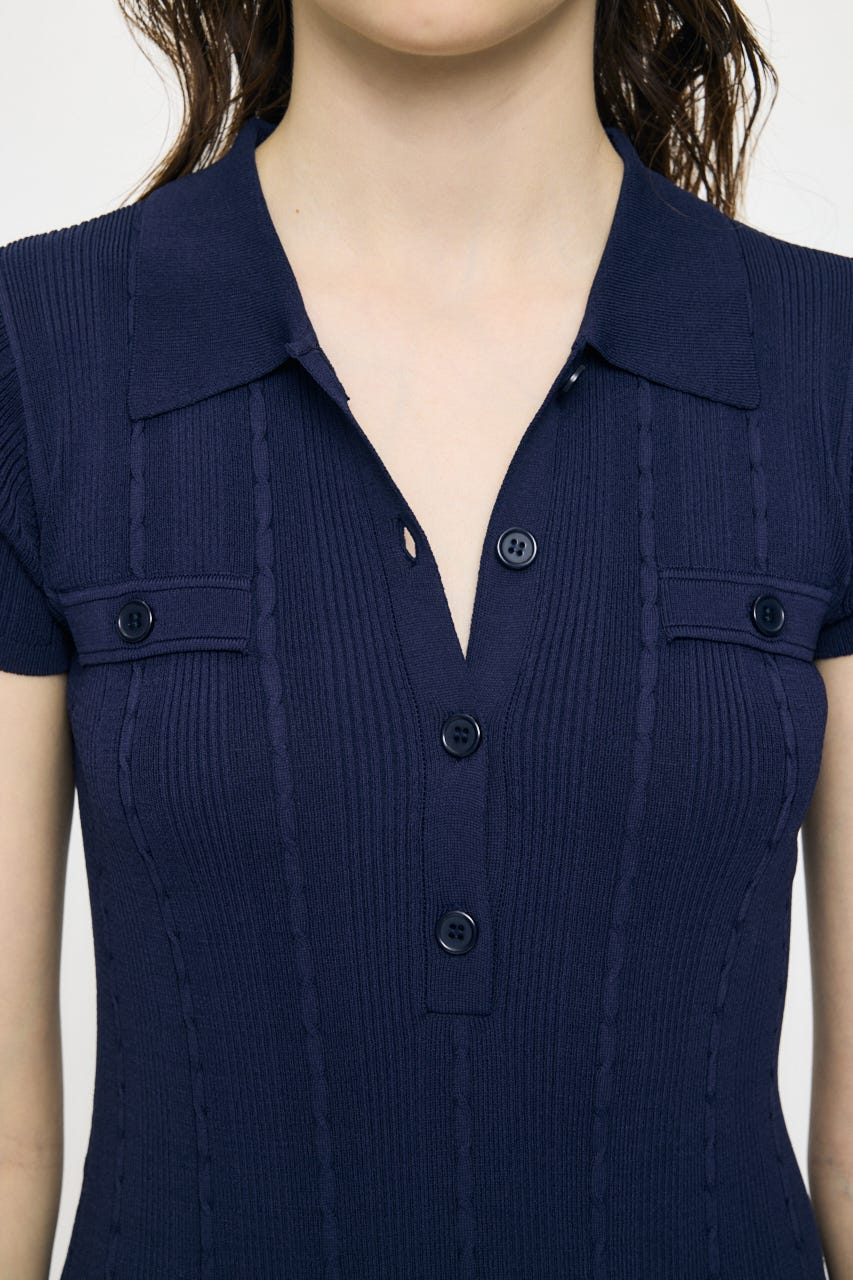CABLE POLO KNIT ドレス NVY 2