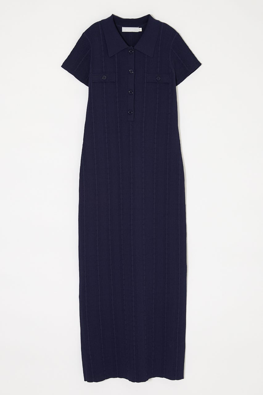 CABLE POLO KNIT ドレス NVY 2