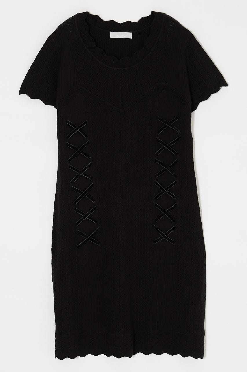 LACE UP KNIT MINI  ドレス BLK 2