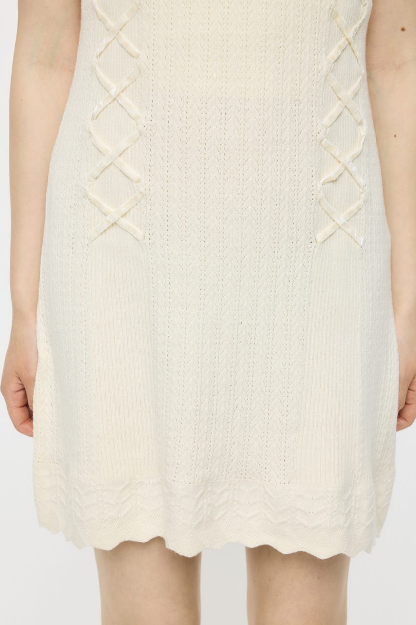 LACE UP KNIT MINI  ドレス IVOY 2