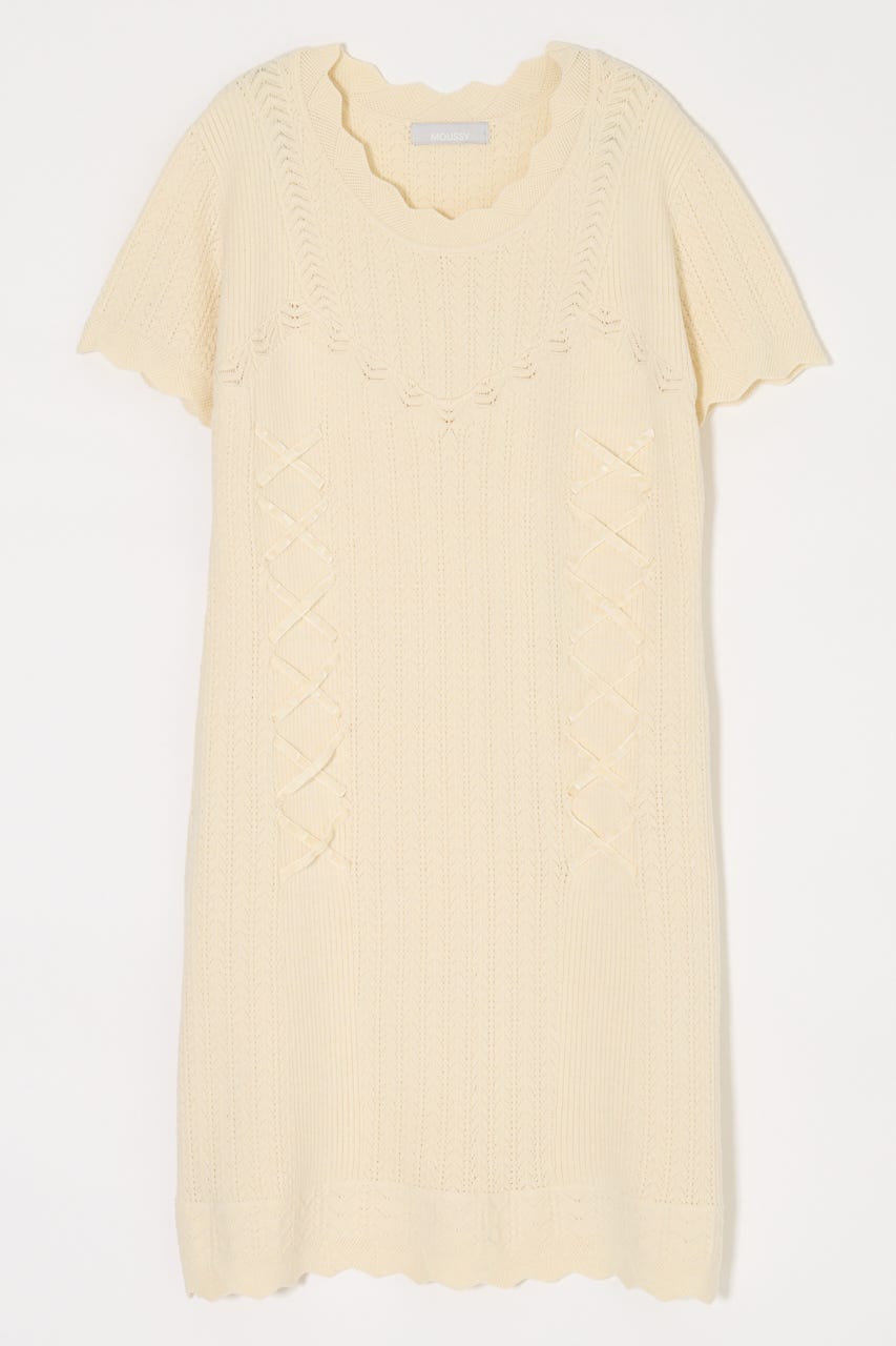 LACE UP KNIT MINI  ドレス IVOY 2