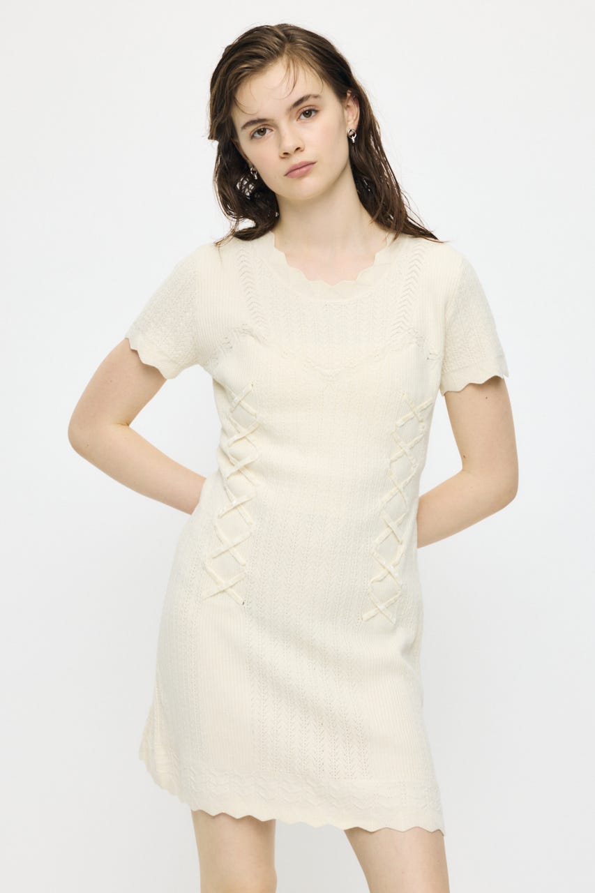 LACE UP KNIT MINI  ドレス IVOY 2