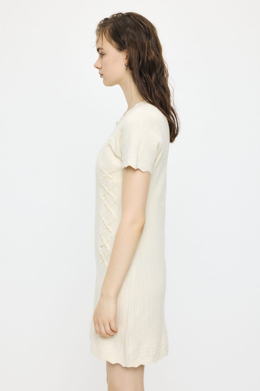 LACE UP KNIT MINI  ドレス IVOY 2