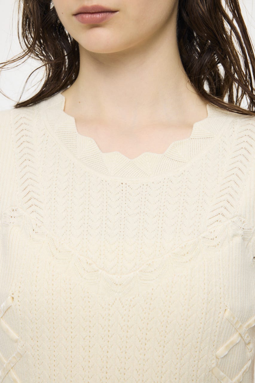 LACE UP KNIT MINI  ドレス IVOY 2
