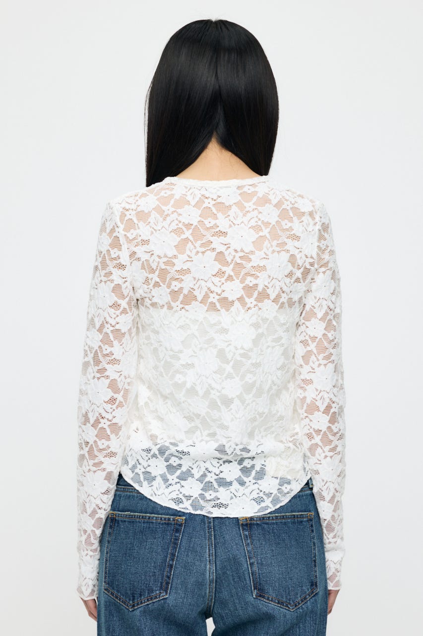 LACE HENRY NECK トップス IVOY FREE