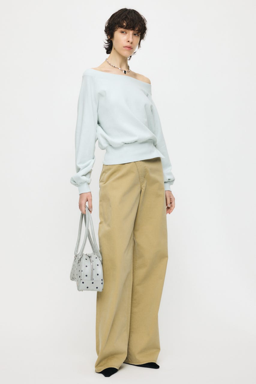 SIDE SLIT OFF SHOULDER スウェット L/BLU FREE