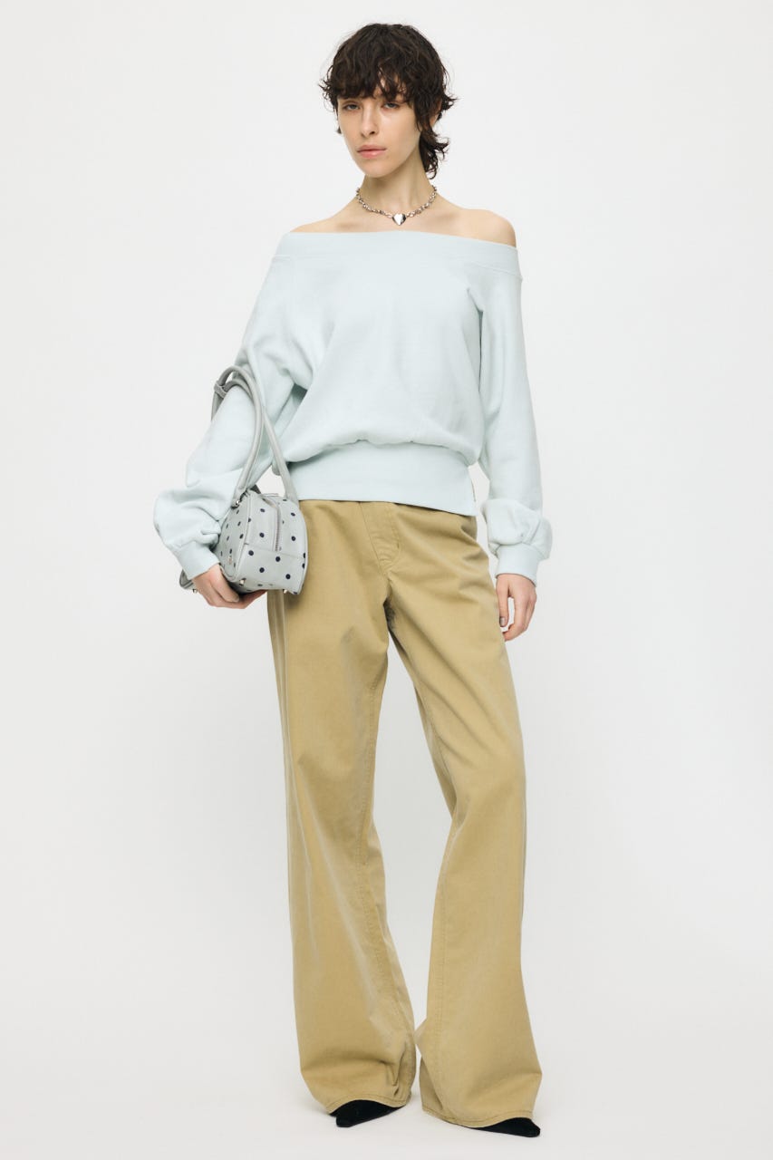 SIDE SLIT OFF SHOULDER スウェット L/BLU FREE