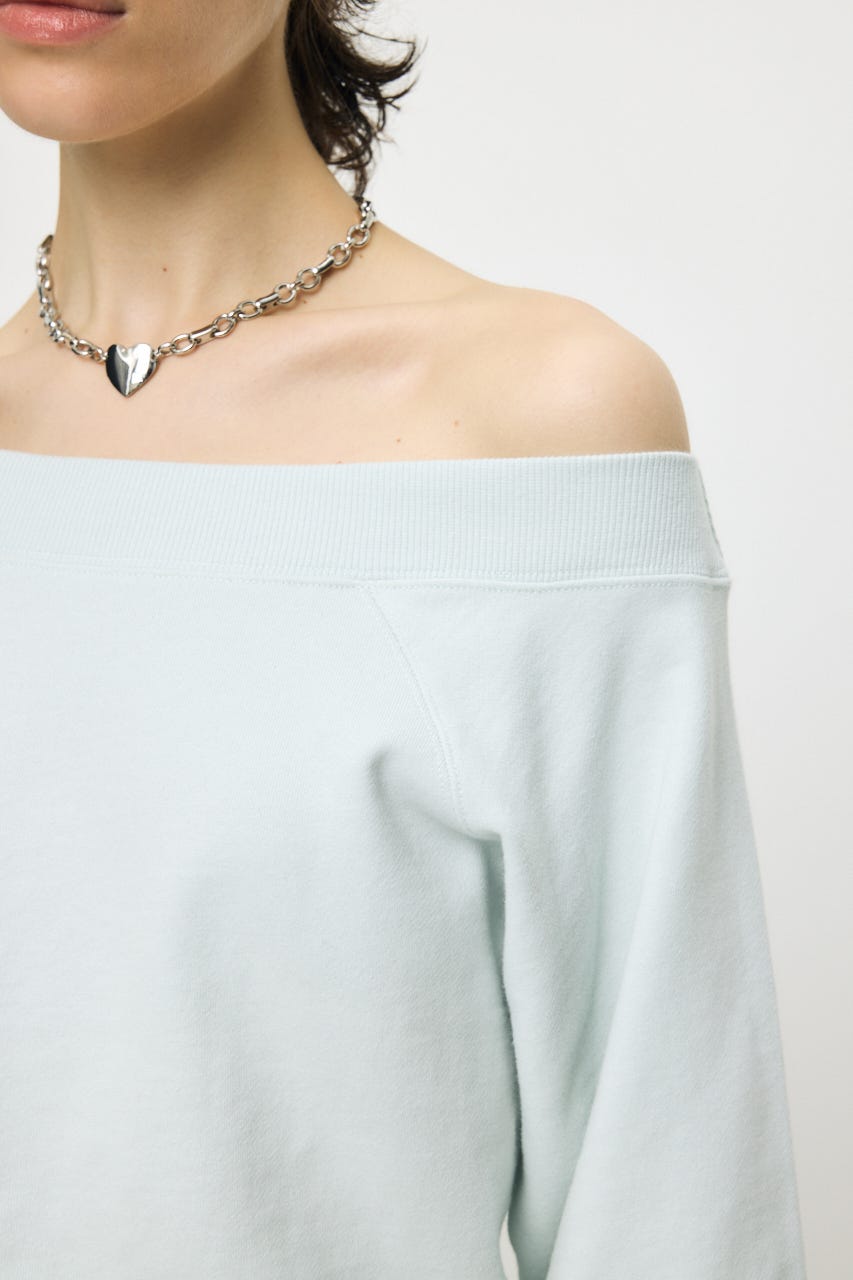 SIDE SLIT OFF SHOULDER スウェット L/BLU FREE