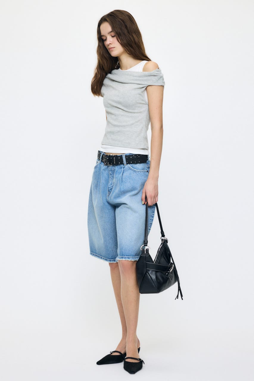 LAYERED OFF SHOULDER トップス T.GRY FREE