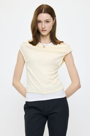 LAYERED OFF SHOULDER トップス