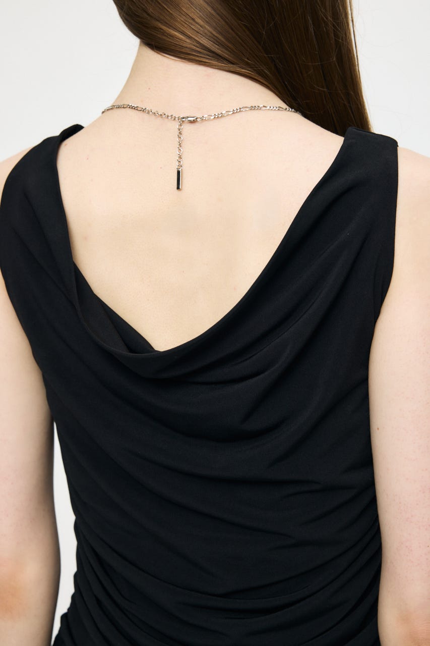 WAIST GATHER DRAPE トップス BLK FREE