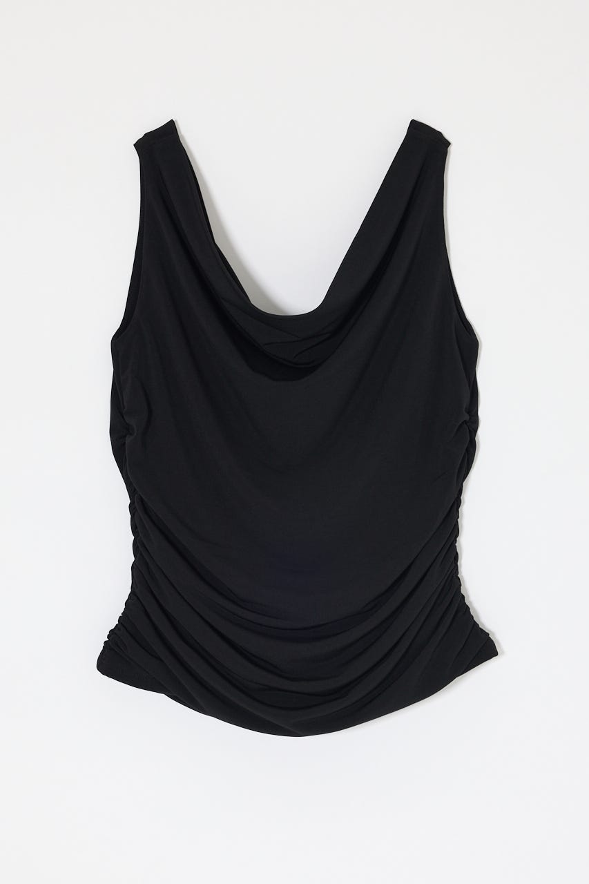 WAIST GATHER DRAPE トップス BLK FREE