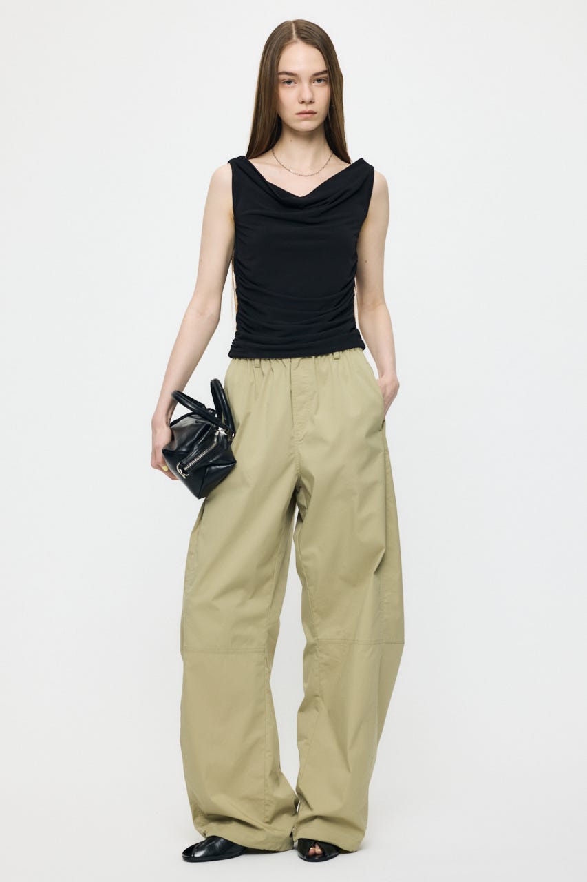 WAIST GATHER DRAPE トップス BLK FREE