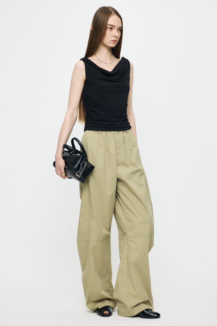 WAIST GATHER DRAPE トップス BLK FREE