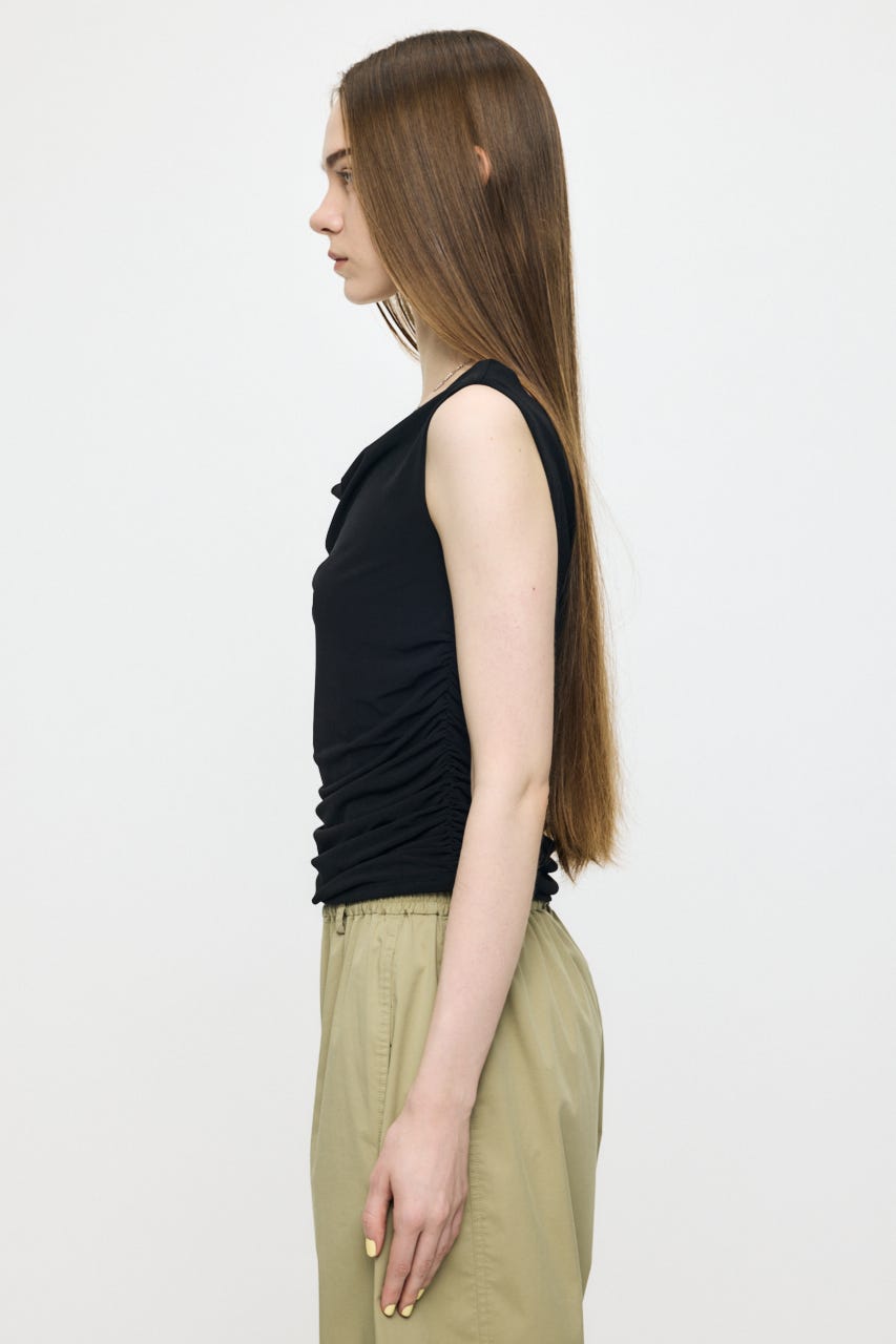 WAIST GATHER DRAPE トップス BLK FREE
