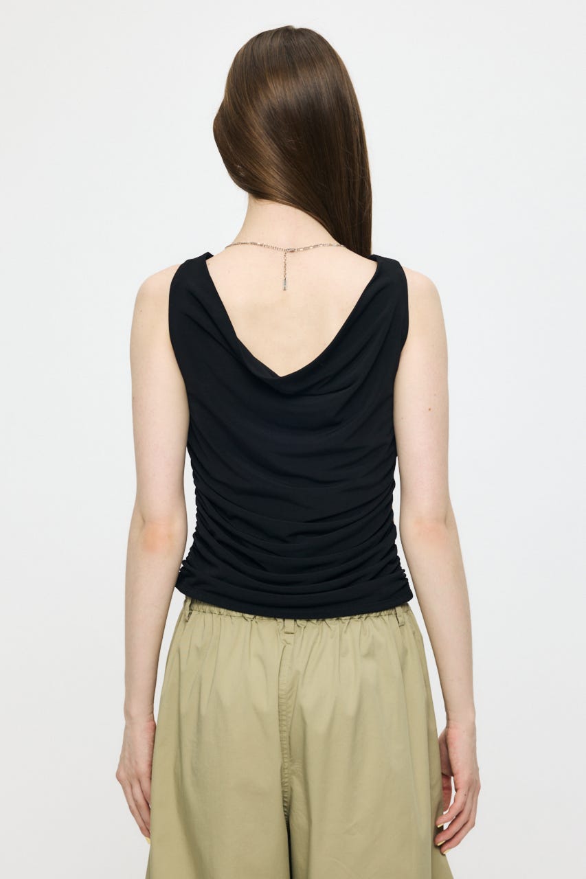 WAIST GATHER DRAPE トップス BLK FREE